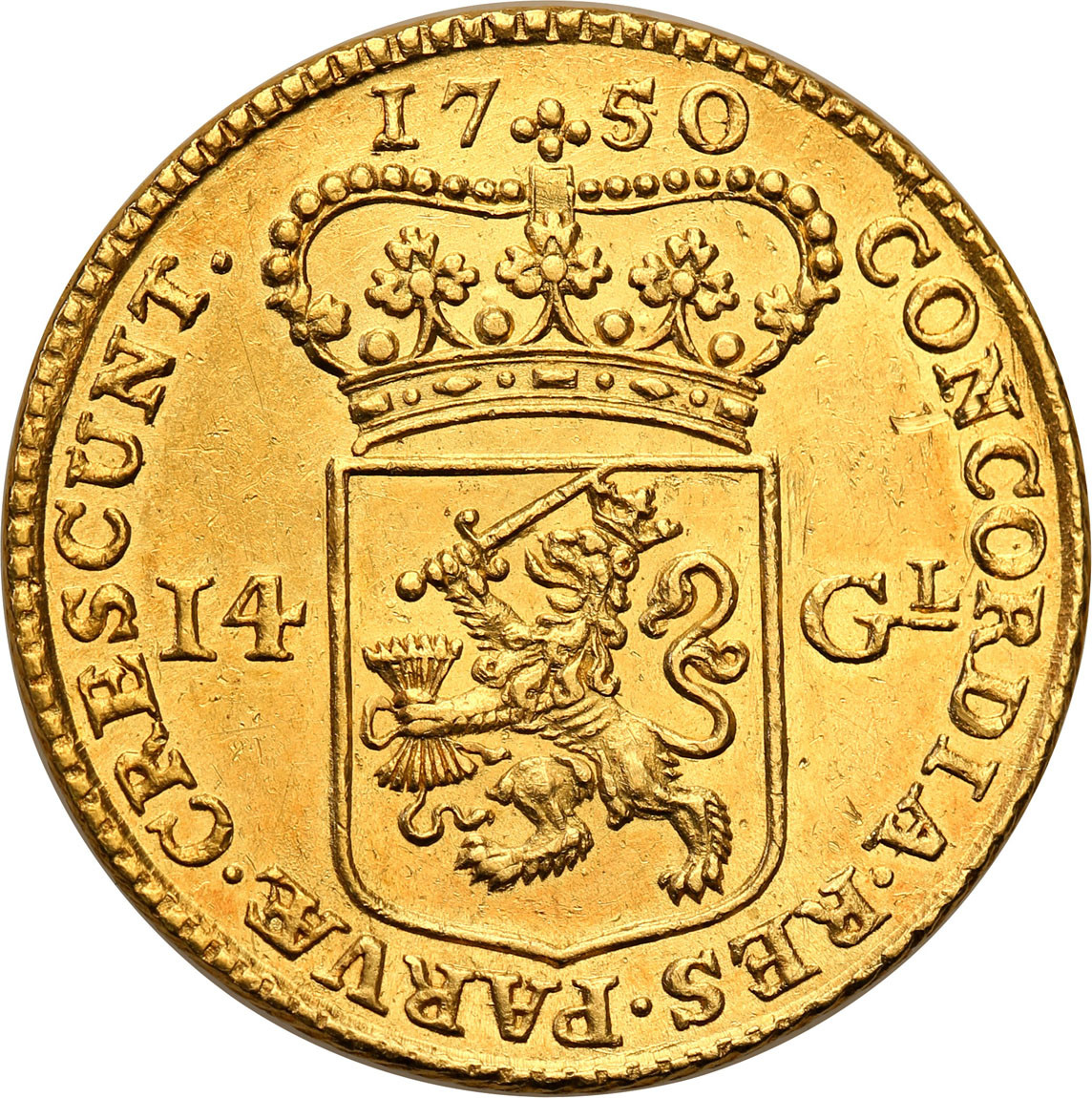 Niderlandy, Holland. 14 guldenów 1750, Amsterdam